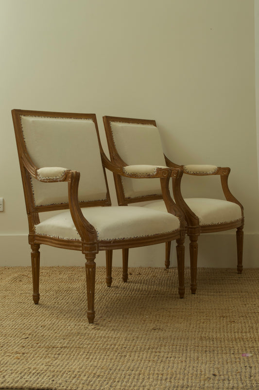 Pair of 19th Century Beech Armchairs