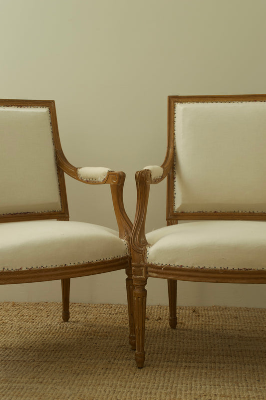 Pair of 19th Century Beech Armchairs