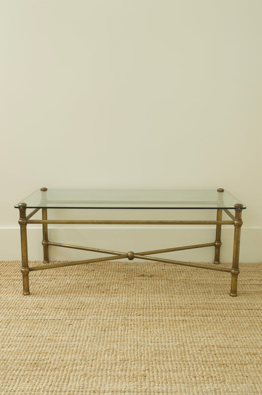 Mid-Century Glass and Brass 'Hollywood Regency' Coffee Table