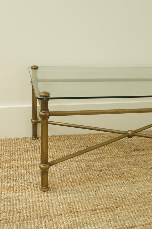 Mid-Century Glass and Brass 'Hollywood Regency' Coffee Table