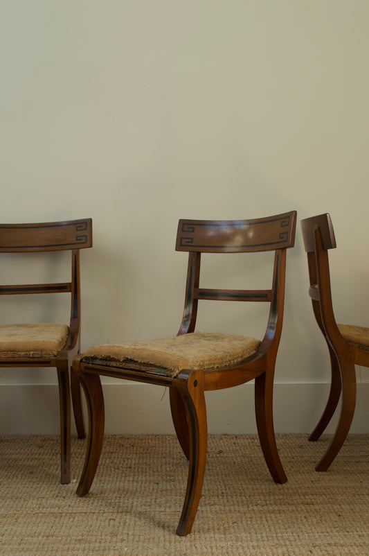 Set of Four C19th Greek Key Dining Chairs