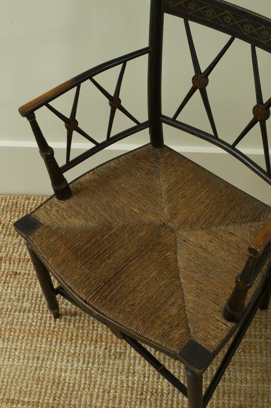 Regency Painted Rush Seat Armchair